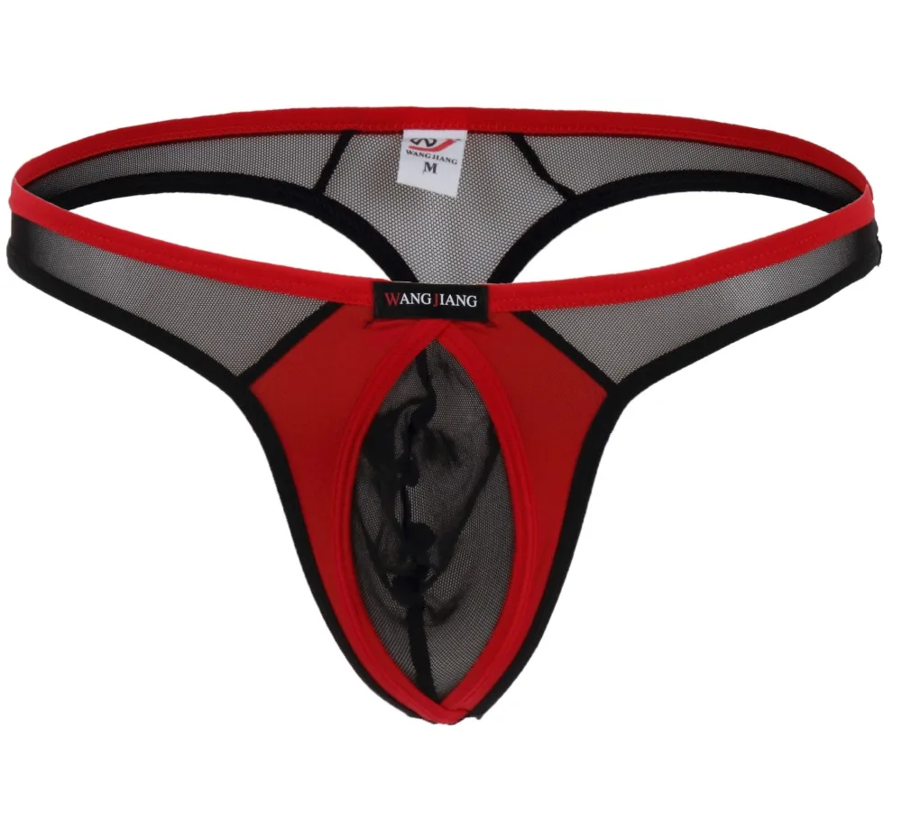 

Sexy Men's Out Ring Bulge Pouch Soft T-Back Sheer Mesh Thong Bikini Underwear