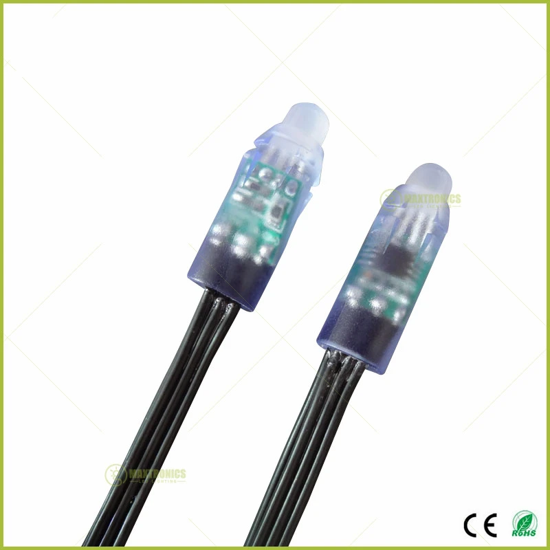 100 шт. DC5V/DC12V WS2811 IC 12mmRGB светодиодный модуль шнура Черный провод светодиодный пиксельный светильник цифровой полноцветный водонепроницаемый IP68 супер яркий