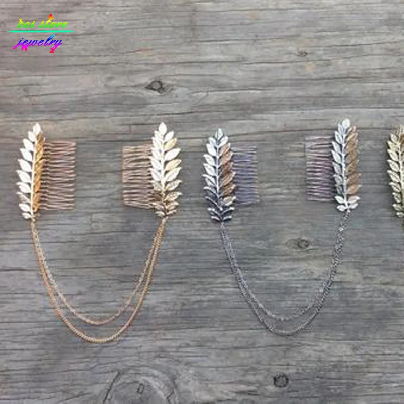 3 Styles ! 2017 Summer Style Bohemia Leaves Head Crown Gold/Silver Chain And Leaves Hair Comb Wedding Hair Accessories Bijoux - Image 6