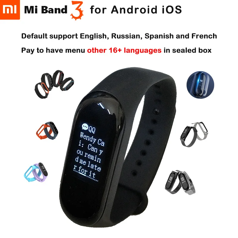 Original Xiao mi mi Band 3 mi band 3 สำหรับ Android IOS Fitness Tracker  Heart Rate Monitor 0.78 ''OLED จอแสดงผลทัชแพดบลูทูธ 4.2|Smart Wristbands| -  AliExpress