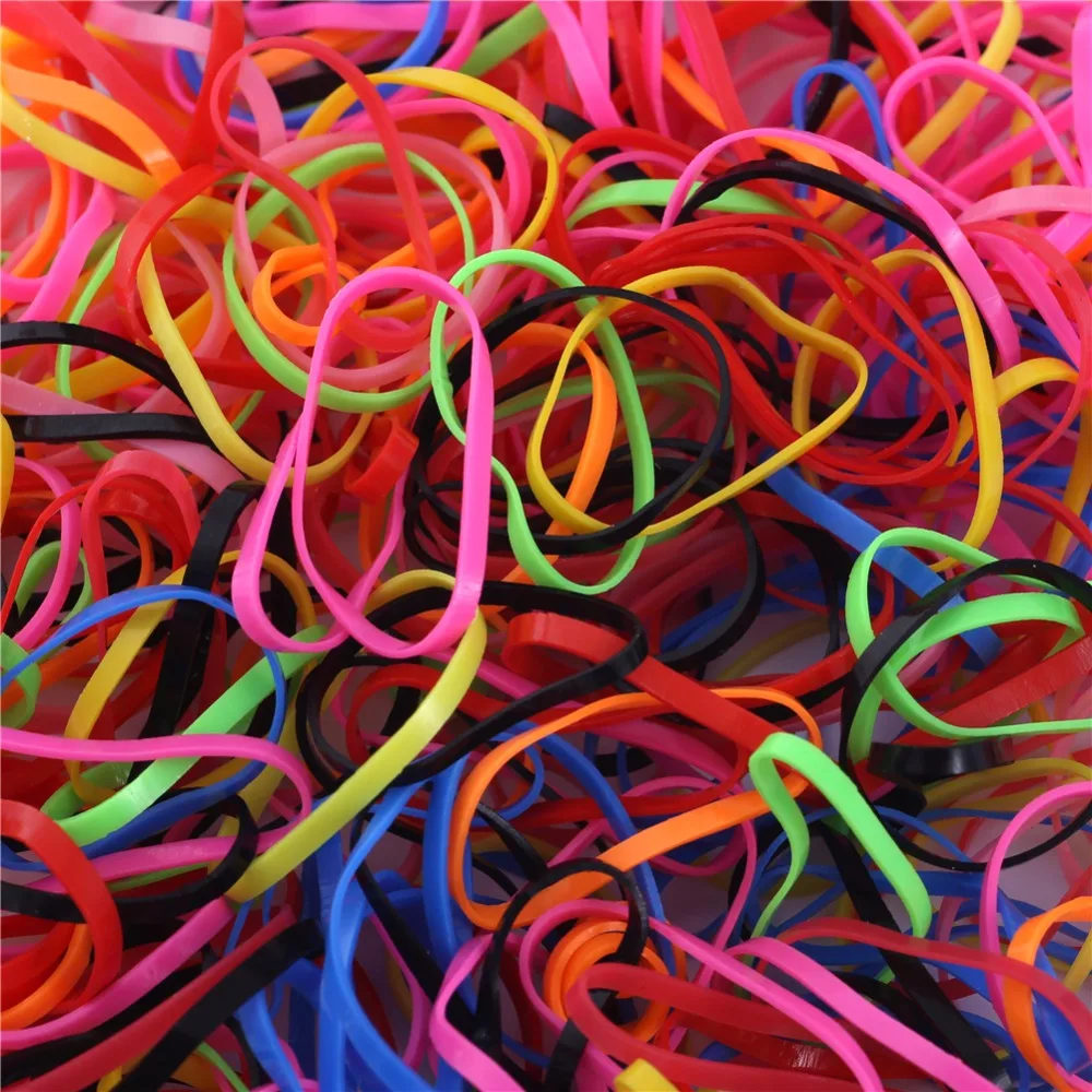 Mixed Color Rubber Bands for Hair Styling Ties Kids Girls Braiding Hairband Food Office Rubber Bands Elastic Stationary Holder