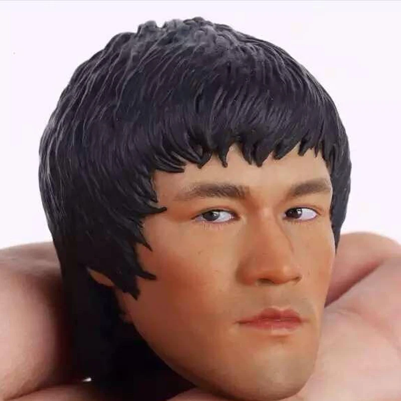 Mnotht 1/6 солдат мужской головы вырезать игрушка Азиатский звезды кунг фу Брюс Ли
