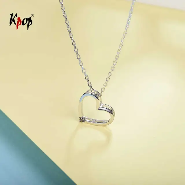 Kpop Love Heart Pendants & Necklaces Simple Jewelry 925 Sterling Silver