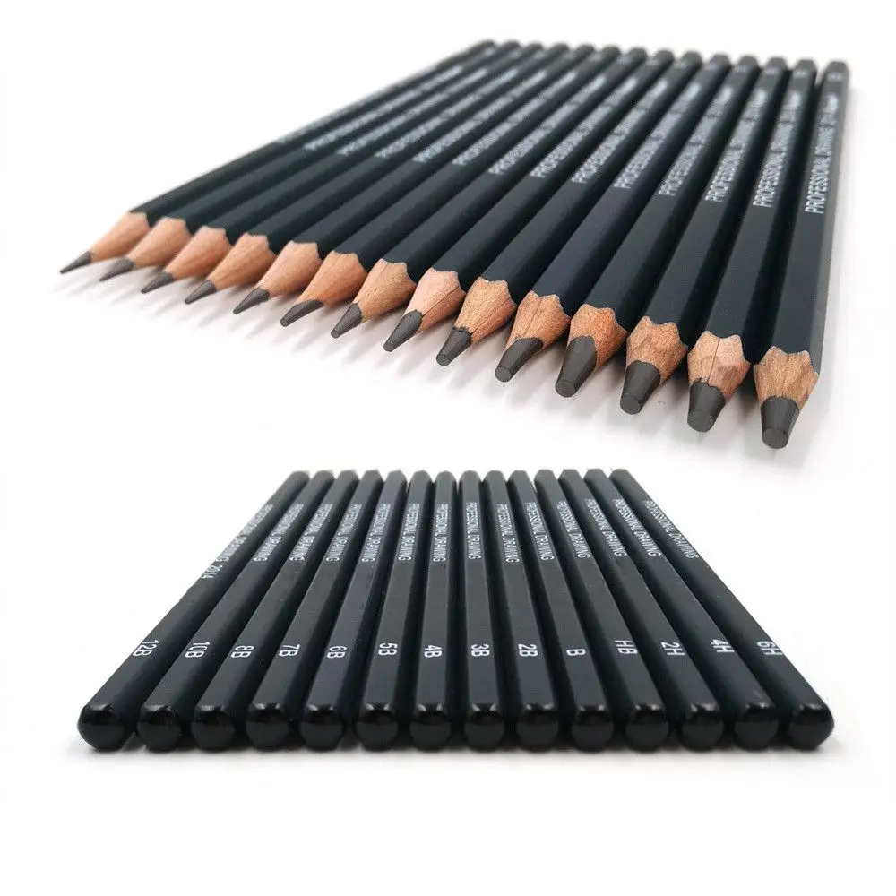 

14pcs/set Professional Wooden Sketch Pencils 12B10B 8B 7B 6B 5B 4B 3B 2B Graphite Art Manual Draw Pen Office Art Pencil Supplies
