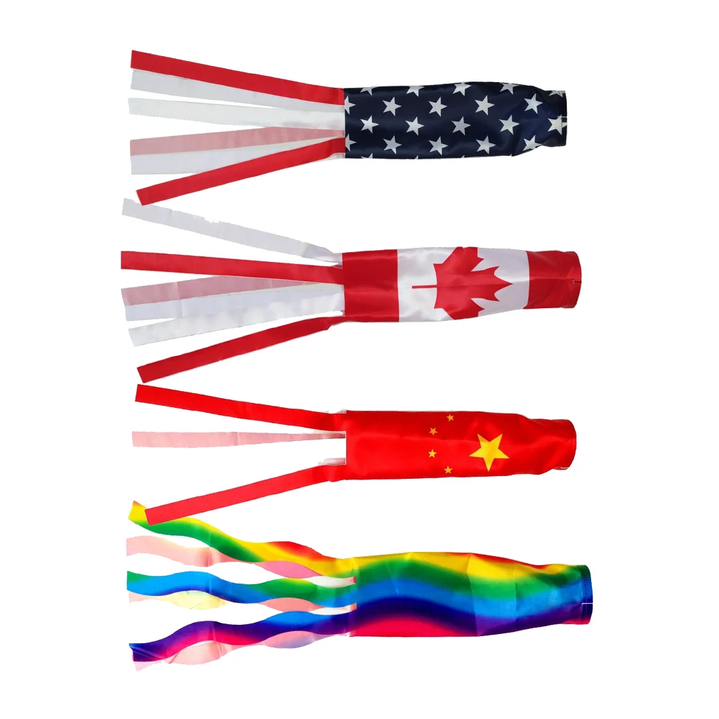 Polyester fabric Flag Windsock Includes Hanging Ropes Patriotic Wind Sock