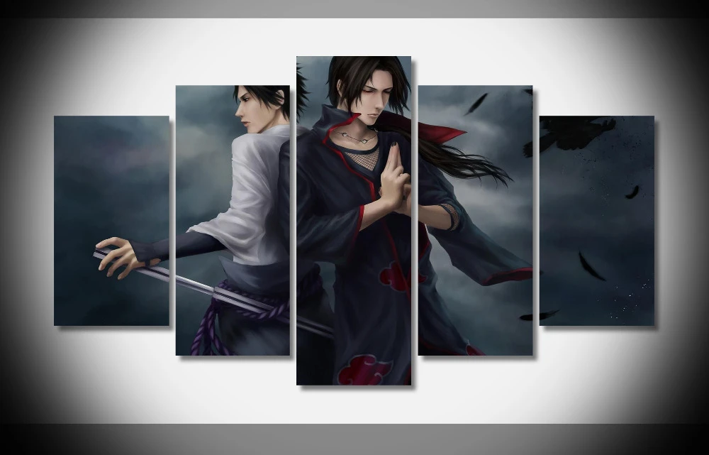 2544イタチとサスケnarutoアニメポスター額装ギャラリーラップアートプリントホーム壁の装飾壁の写真はすでにに掛けるhd Wall Pictures Decor Wall Picturesart Print Aliexpress