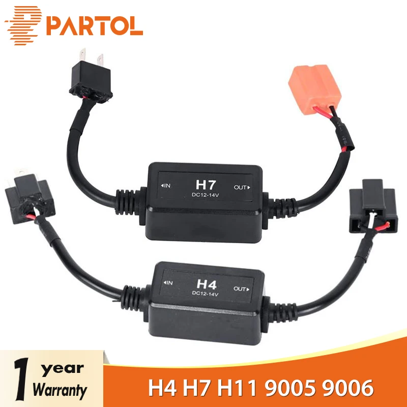 

Partol H4 H13 H7 H8 H9 H11 HB3 9005 HB4 9006 Car LED Headlight Bulbs Canbus Lamp Light Decoder Resistor Wire Harness Adapter