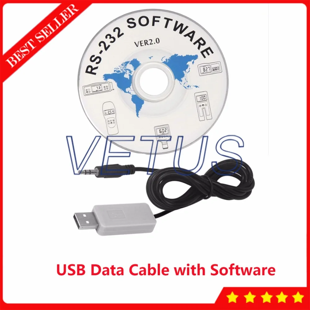 

USB Data Cable and Software Set Apply to FHT-05 FHT-15 FHT-1122 Fruit Sclerometer Fruit Hardness Tester Meter Gauge