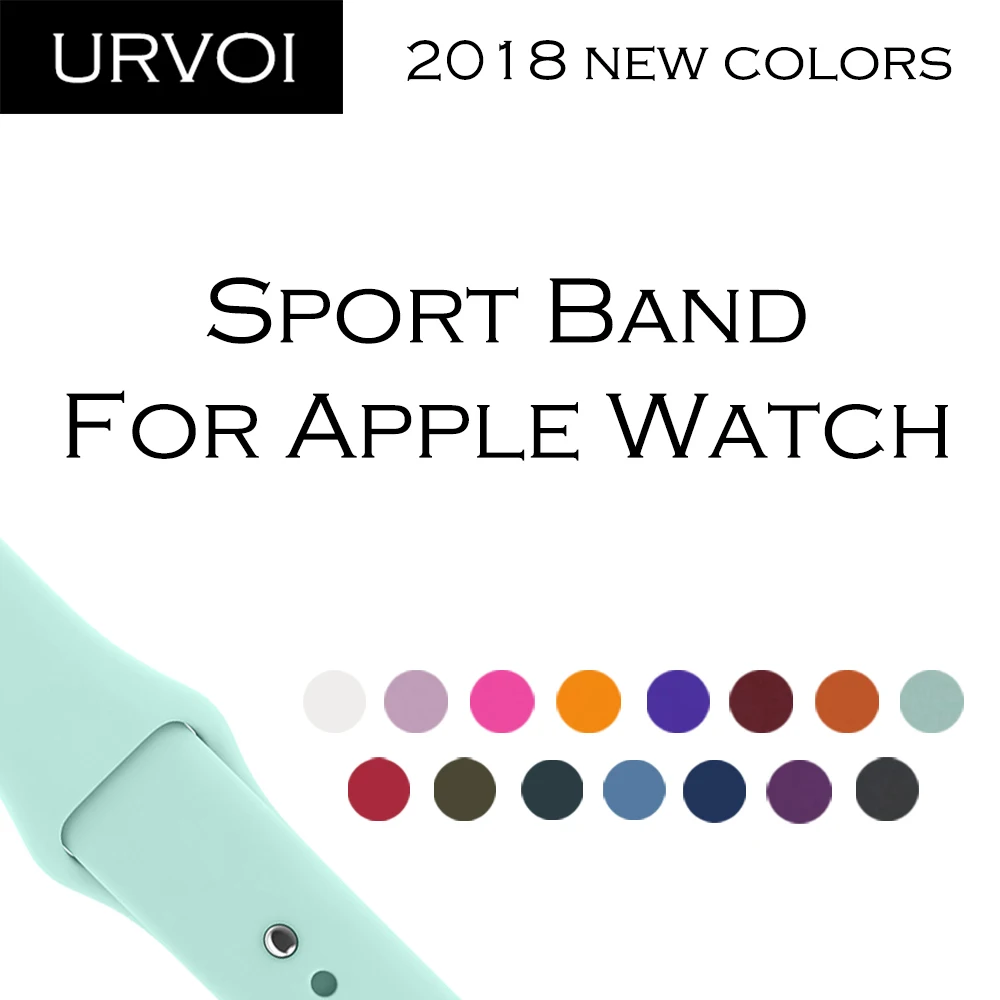 

URVOI 2018 new Sport band for Apple Watch series 4 3 2 1 Silicone strap for iWatch wrist pin & tuck closure colorful replacement