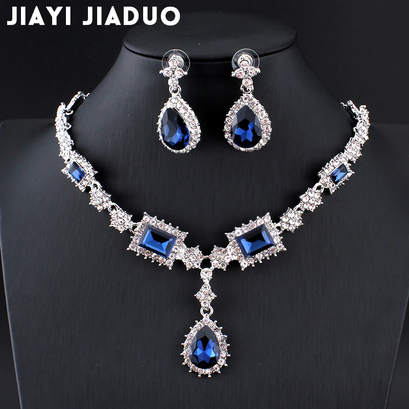 Jiayijiaduo Parure Bijoux Femme турецкие ювелирные изделия Bisuteria серебро цвет ожерелье серьги наборы Свадебные Ювелирные наборы красные ювелирные изделия