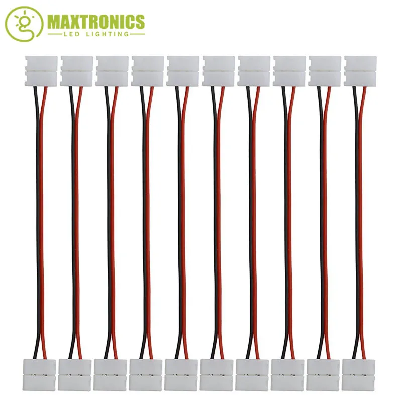 20 шт./50 шт./100 шт. разъем для светодиодной ленты 2pin 10 мм/8 мм с проводом бесплатно сварочный разъем для 5050 3528 одноцветная Светодиодная лента