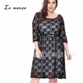 

Plus Size 2020 Women Autumn Casual Elegant Lace OL Dress Fashion Sexy Midi Dress New Arrivals