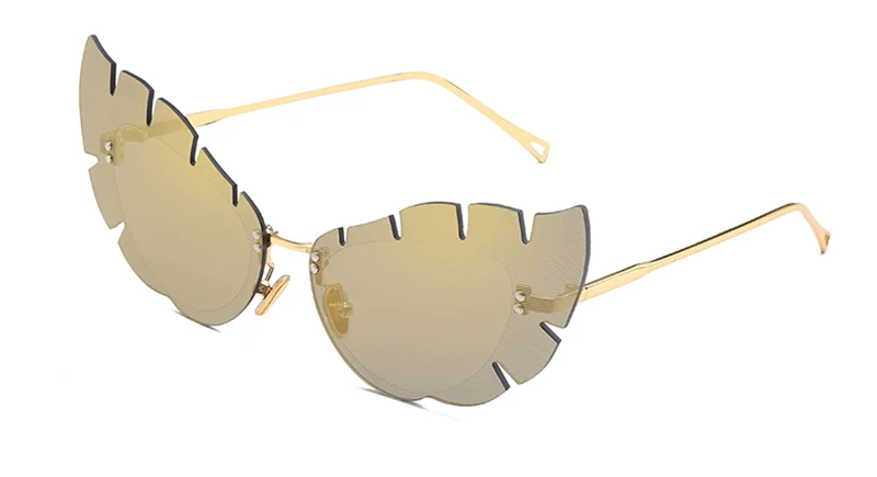 LEIDISEN женские солнцезащитные очки кошачий глаз роскошные солнцезащитные очки без оправы брендовые дизайнерские очки с бабочкой UV400 очки - Цвет линз: Gold w gold