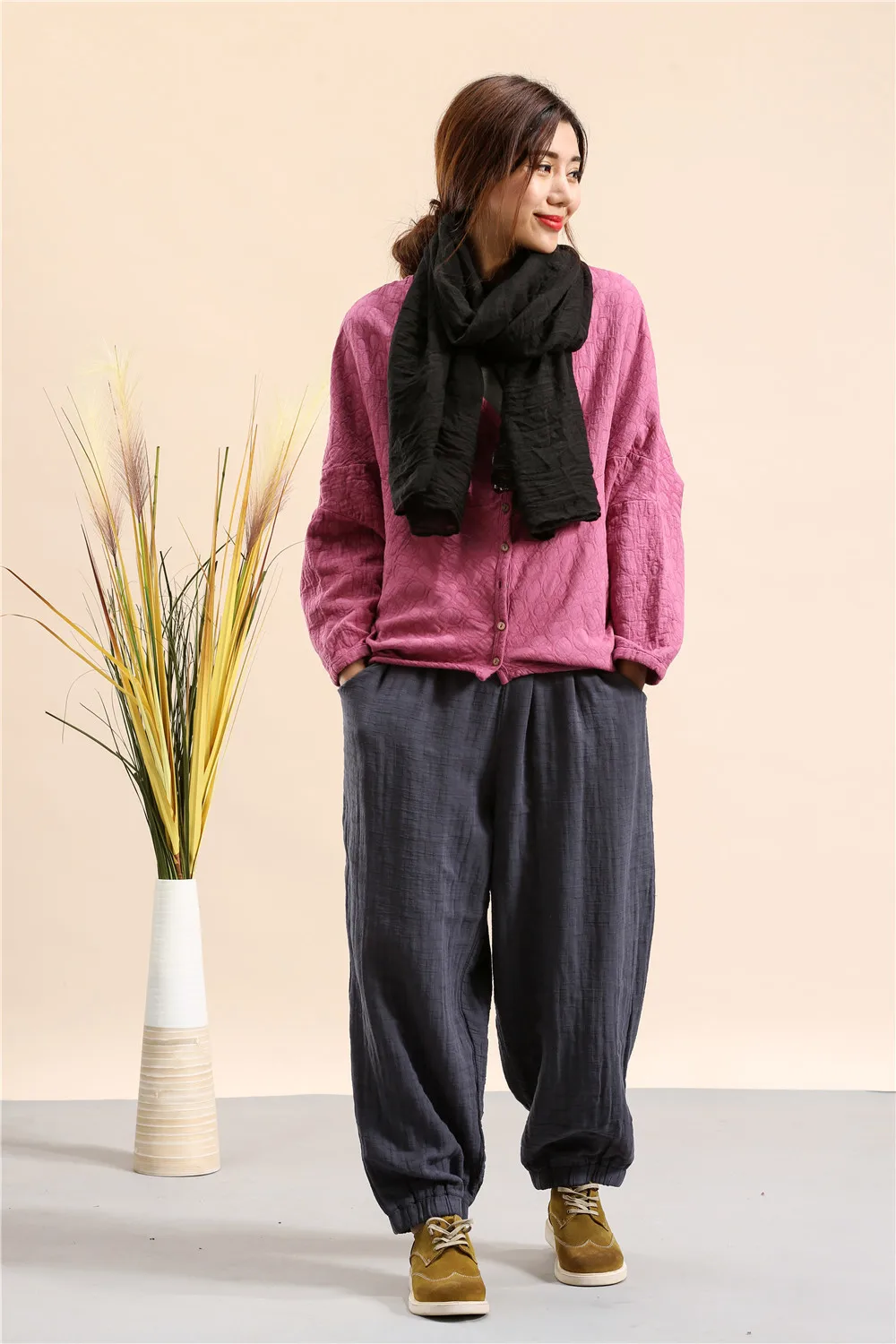 Women New Palazzo Hip Pants Linen Hop Crotch match Pantalon 2019 Loose All Drop Fashion Haren zEqxnwdO