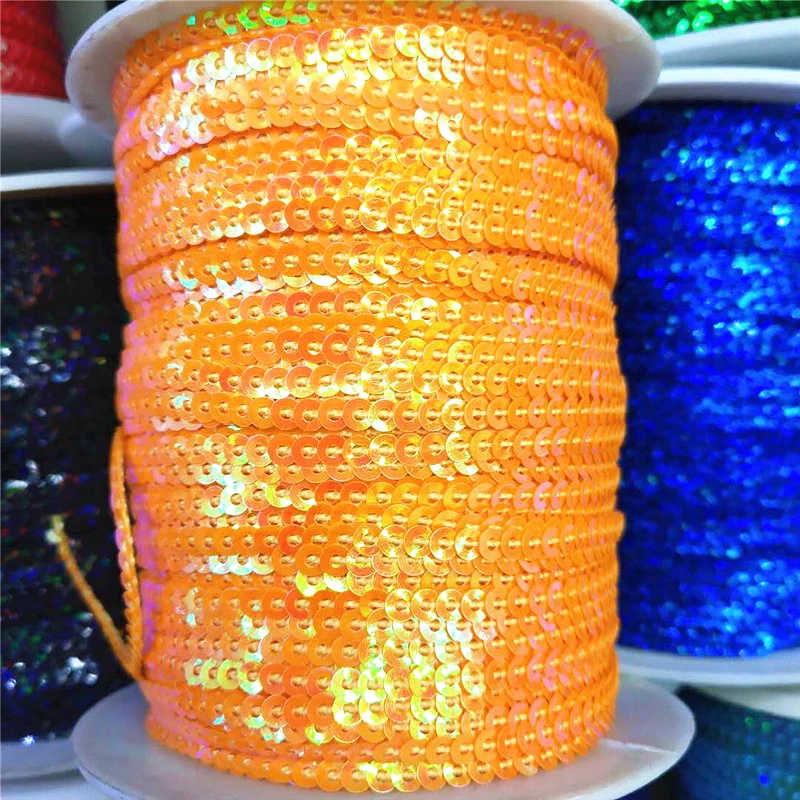 

10Yard 3mm Loose Sequin Trim For Crafts Sequin Ribbon Flake String DIY jewelery costume Orange AB