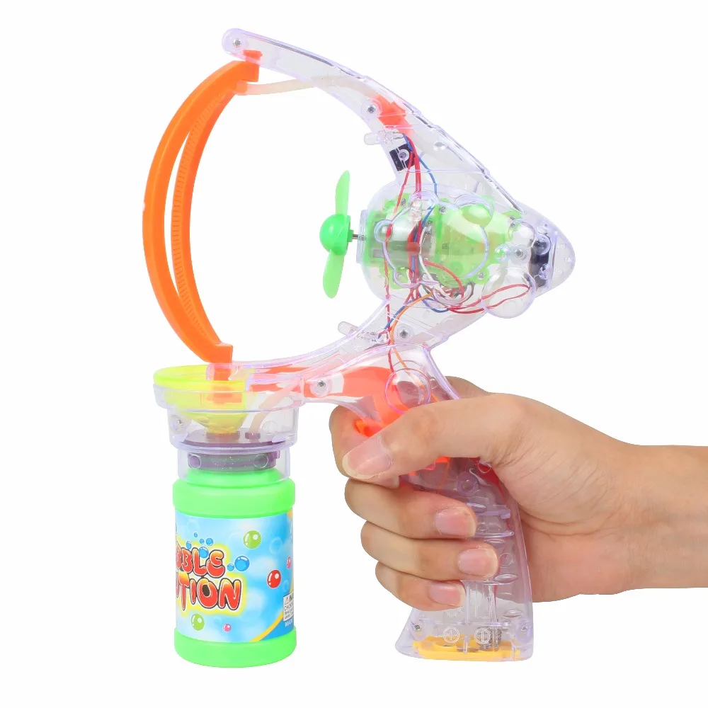 Bath Toy Supper Big 7 inch Bubble Shooter Gun Blower Machine Blaster Maker for Girls Kids Toddler Adults Flashing Sounding