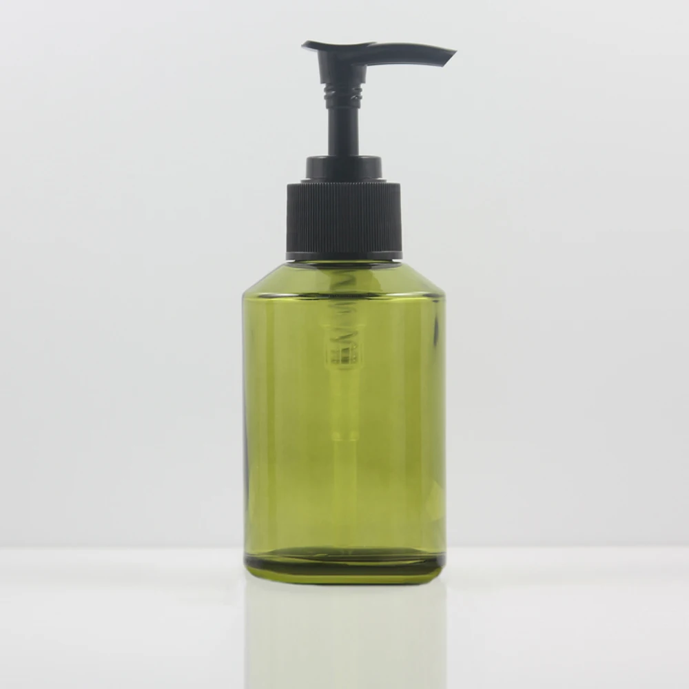 50pcs 125ml round light green lotion bottle with black/white pump