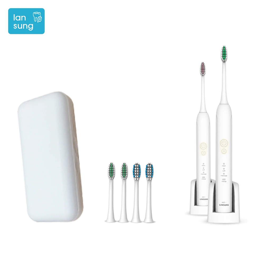 

LANSUNG ML809 Wireless Charge Waterproof Electric Toothbrush Rechargeable Ultrasonic Sonic toothbrush electric 4 Brush Heads 3