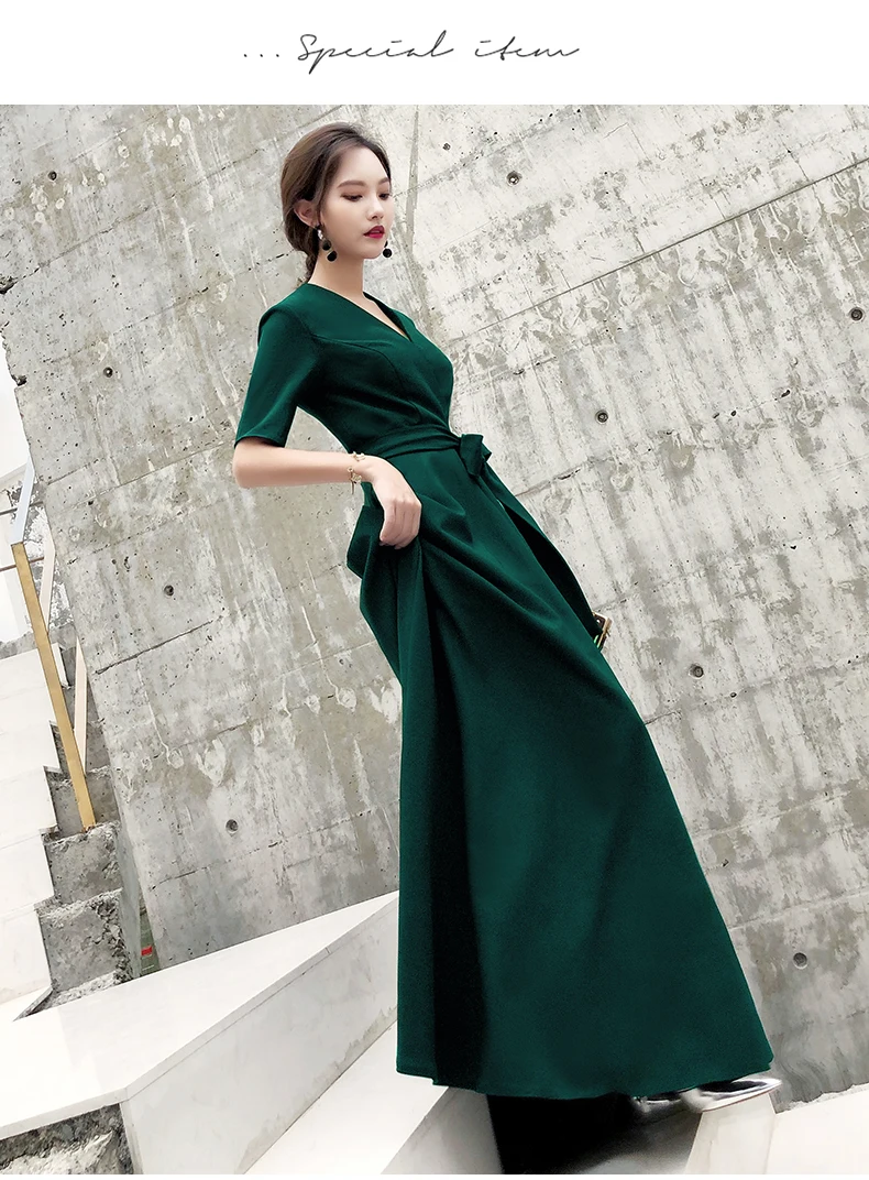 Wei yin размера плюс вечерние платья Зеленый Белый Черный Элегантный v-образный вырез Формальное вечернее платье Robe De Soiree WY1797
