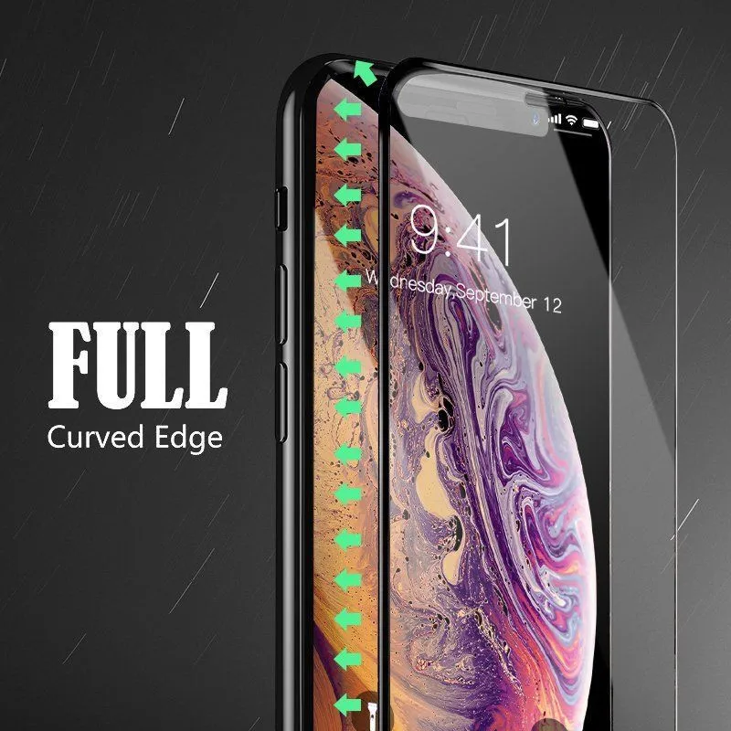 Закаленное стекло протектор экрана для iPhone X XS XR 10 полное покрытие 5D изогнутая