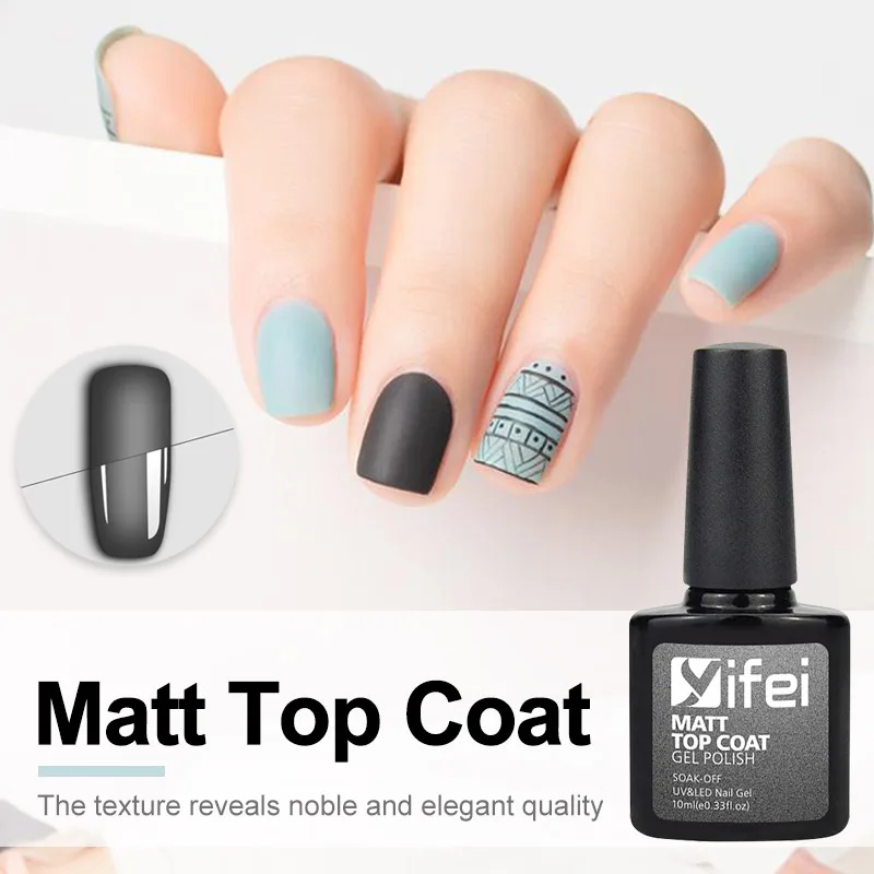 

YIFEI 1pcs Transparent Top Coat Gel Lacquer Matte Top Coat DIY Nail Style Gel Polish Nail Tips UV 10ml Soak Off Primer Gel