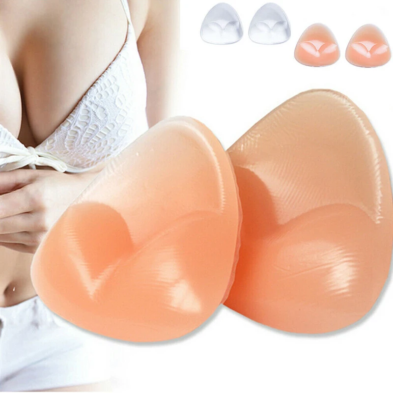 1 Pair Women Bra Insert Silicone Triangle Pads Push Up Removable Bikini Enhancer Swimsuit Intimates Accessories New HOT | Женская одежда