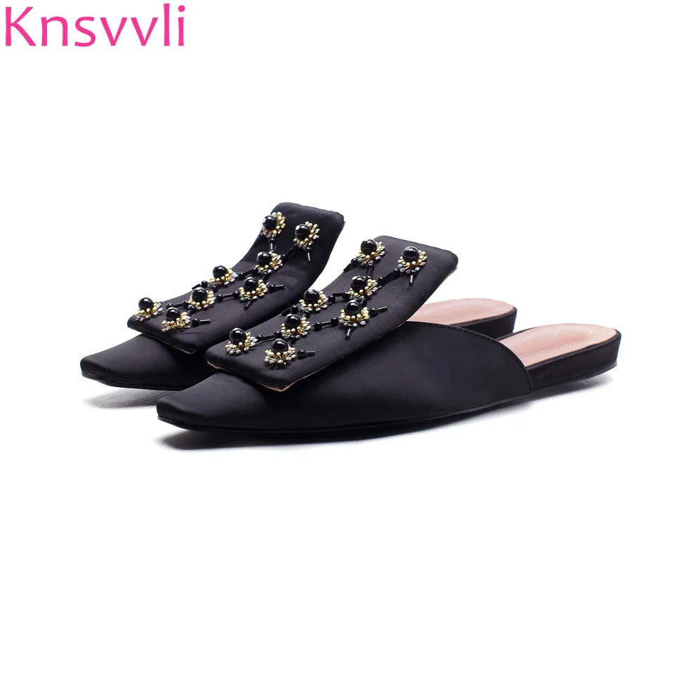 beaded mules flats