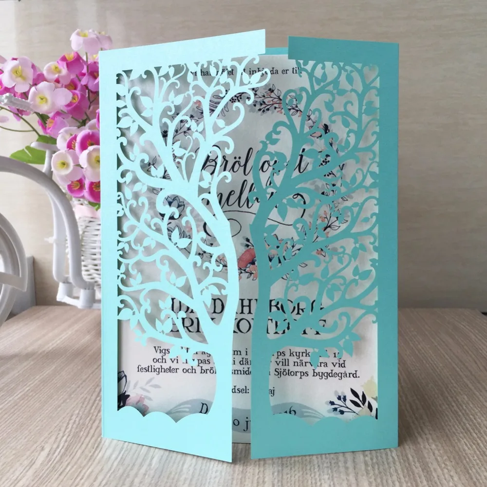 30 шт./лот пригласительная карточка с лазерной резкой дерева бумажные товары для