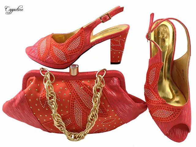 Nice coral color wedding/party sandal shoes with handbag Nice coral color wedding/party sandal shoes with handbag
