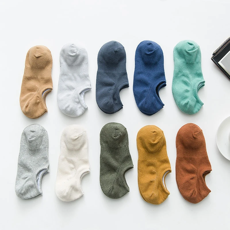 

10 Pairs/Lot Solid Cotton Boat Socks Men Spring Summer Cool Breathable Streetwear Socks Casual Men 2019 Novelty Harajuku Fashion