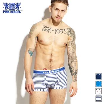 

2019 Pink Hero Brand Male Navy Sailor Style Underwear Men boxers Fashion Designer Plain Boxer Shorts panties Brand Clothing