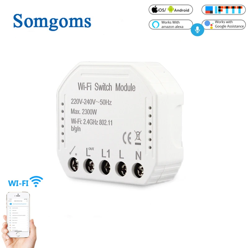 

Smart wifi Wall Switch Breaker Module Smart Life Tuya APP Remote Control Alexa Echo Google Home 1 way 2 Way Switch Moudle