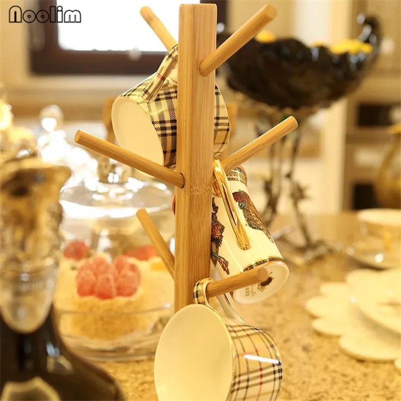 Cup Storage Rack Tree Shape Wood Coffee Tea Cup Holder
