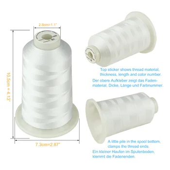 

Simthread Polyester Embroidery Machine Thread 5000M Huge Spools 120D/2