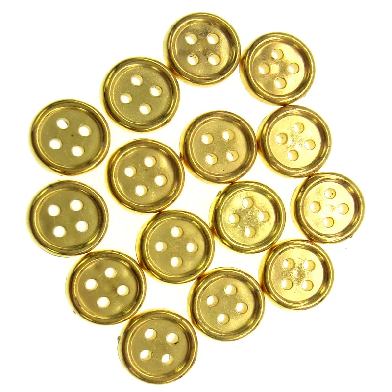 100pcs 1/2" Gold plastic buttons 4 holes buttons fit sewing clothes