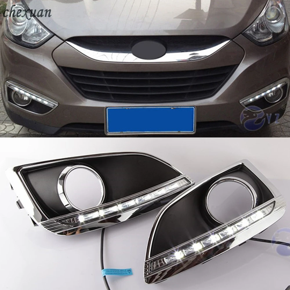 

CSCSNL 1 set For Hyundai IX35 2009 2010 2011 2012 2013 LED DRL Daytime Running Lights Daylight Fog Lamp Cover With Turn Signal