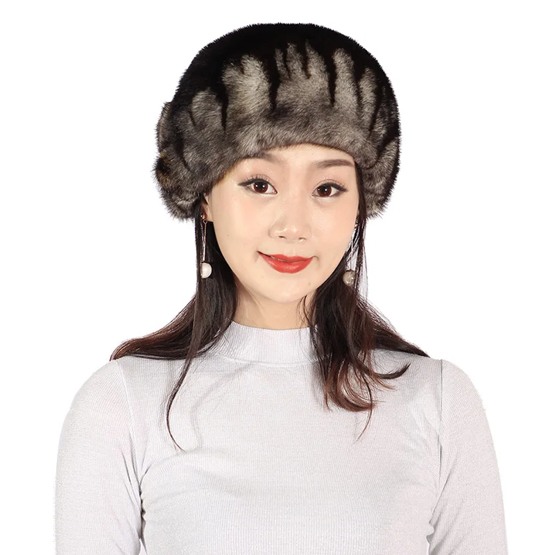 

XINYUXIANG Luxury mink fur Hat women winter Full pelt flower Elegant Beanies & Skullies Bomber Import real mink fur Hats 249ND