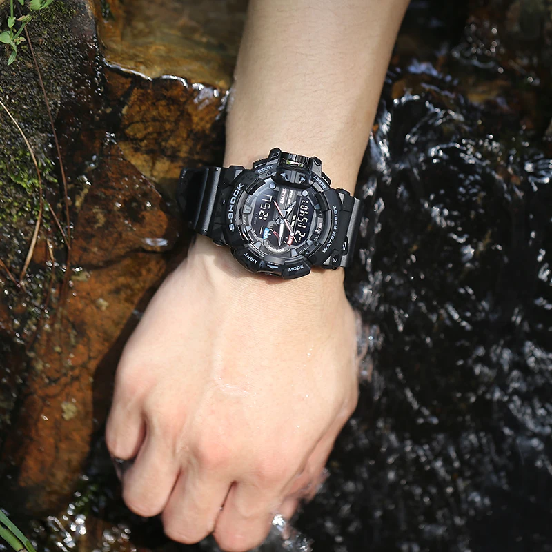 Мужские Роскошные Аналоговые кварцевые цифровые спортивные часы модные часы мужские G Стиль водонепроницаемые спортивные военные часы S-Shock наручные часы