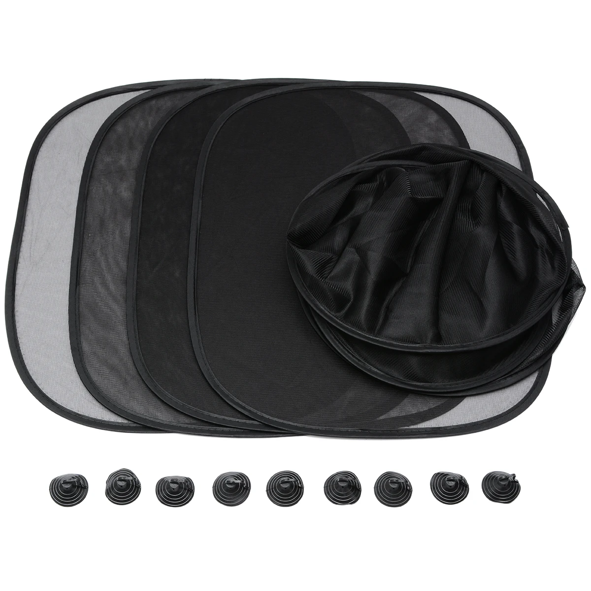 5pcs/set Black Side Rear Window Sunshade Cover Mesh Visor Car Sun Shade Shield Screen 50*100cm 36*44cm