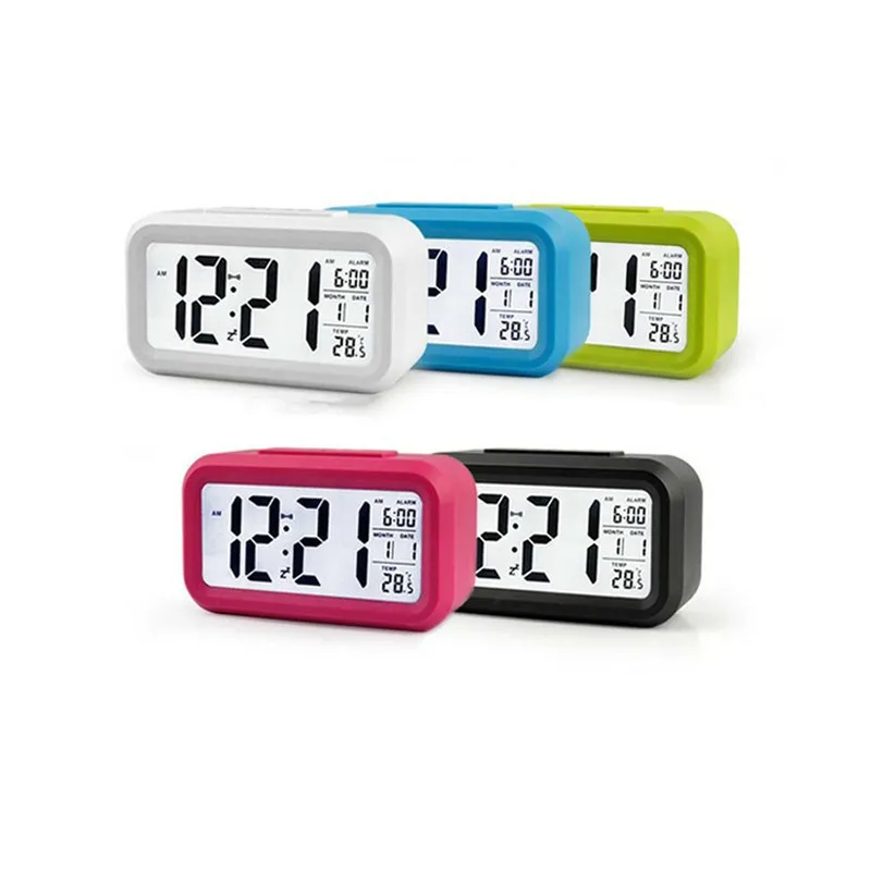 

Large LED Digital Alarm Clock Electronic Backlight Desk Table Clocks Nightlight Sensor Snooze Mute Calendar Desktop Office Gift