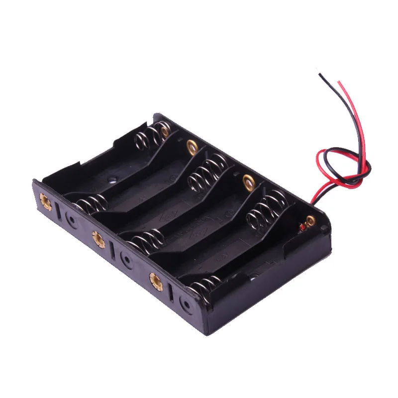 

Glyduino Multi-Slot AA Size 6 Battery Clip Hard Base Case Holder with Wire Leads DIY