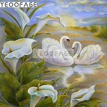 

5D DIY diamond painting cross stitch horseshoe flower set full square diamond embroidery rhinestone swan pattern handmade sewing