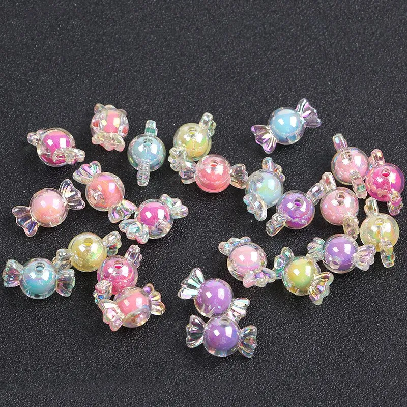 

20PCS/Pack Cute Color Mini Acrylic Candy Beads Sewing Garment Handmade Children Craft Supplies DIY Bracelet Accessories Material
