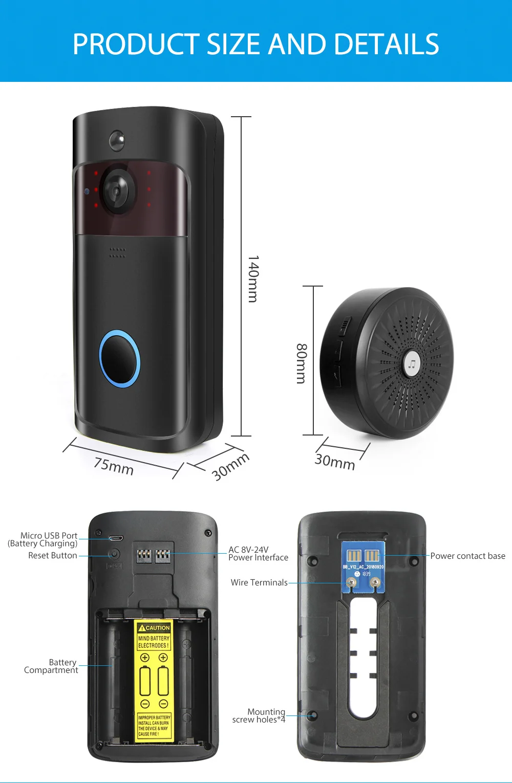 12 Video Doorbell 720P 