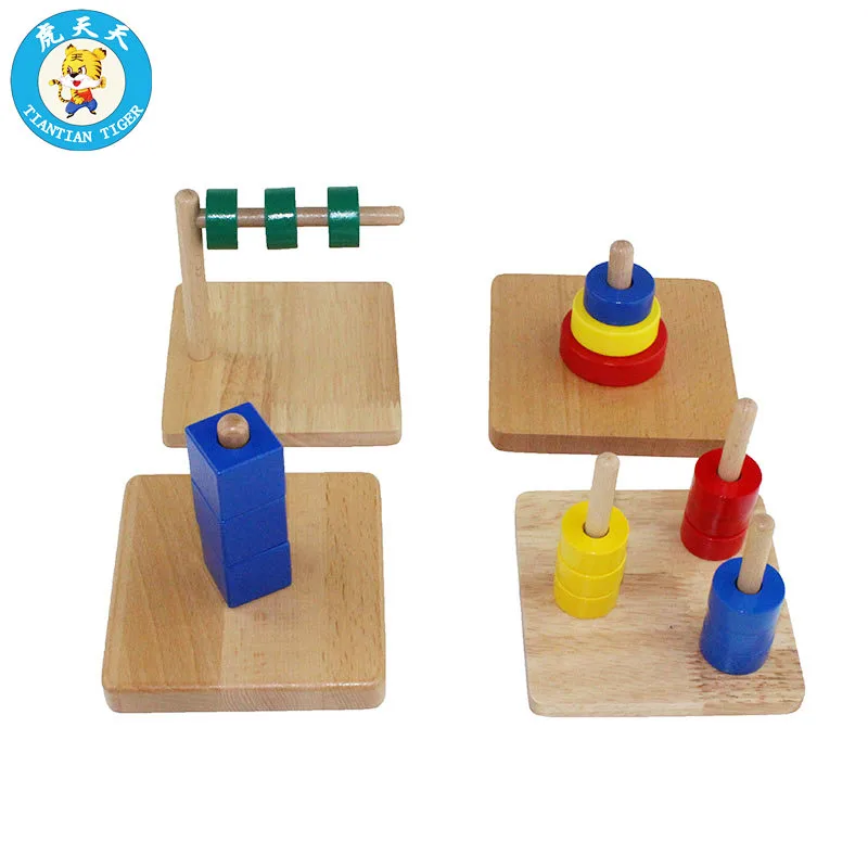 Montessori Baby Early Education Wooden Toys Preschool Training Infant Toddler Discs On Dowel