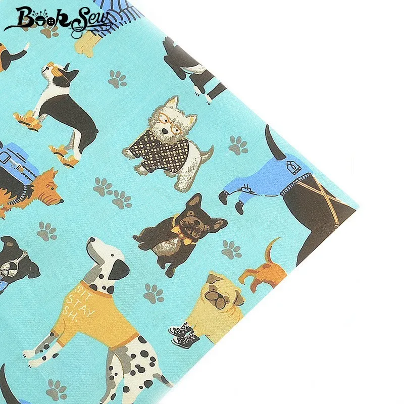 

Booksew 100% Cotton Fabric Cute Gog Pet Design Home Textile Tecido DIY Quilting Bed sheet Sewing Cloth Patchwork Craft For Child