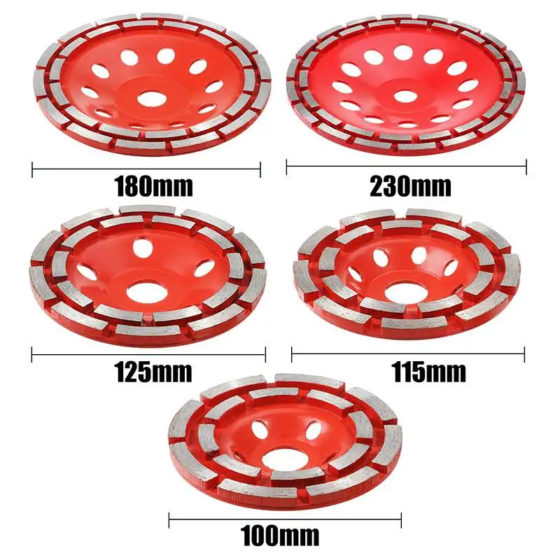 Drillpr 100/115/125/180/230 мм Двухрядные алмазный шлифовальный диск шлифовка в форме чаши чашки бетона Гранит камень Керамика инструмент