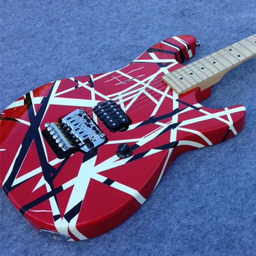 

Free shipping Starshine Eddie Van Halen Signature Charvel Guitar EVH guitar with black and red strip