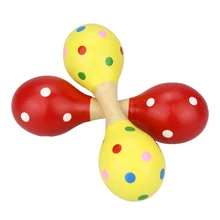 1pcs Kid Baby Toys Bell Wood Rattle Toy Handbell Musical Educational Instrument Toddlers Rattles Handle Baby Toy mmfc handbell hand bell 8 note metal colorful kid children musical toy percussion instrument