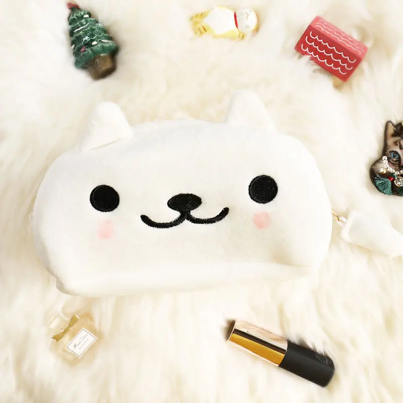 Cute Plush Cat pencil case Cartoon Big Capacity Cosmetic Bag pen pouch stationery office school supplies canetas gifts zakka - Цвет: 1